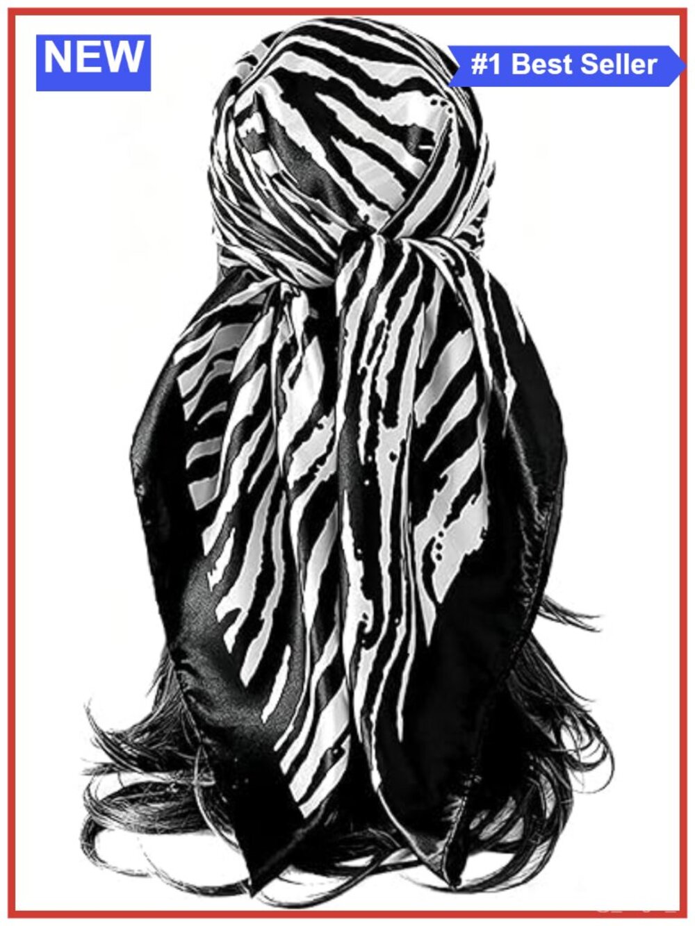 100% Polyester Satin Zebra Print Square Scarf 35in Bandana